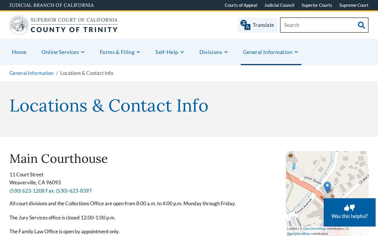 Trinity County 72 hour release court contact confirmation source