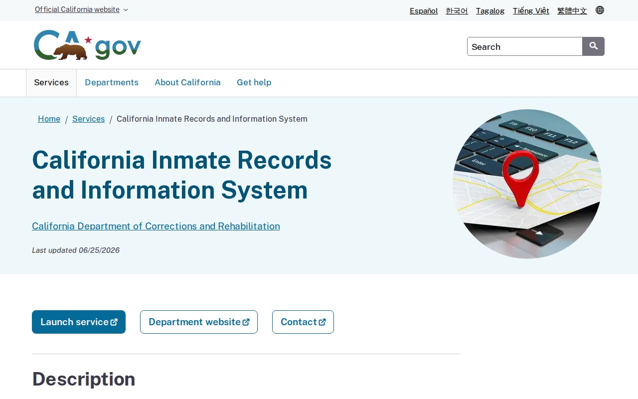 Trinity County projected release date CDCR CIRIS state service